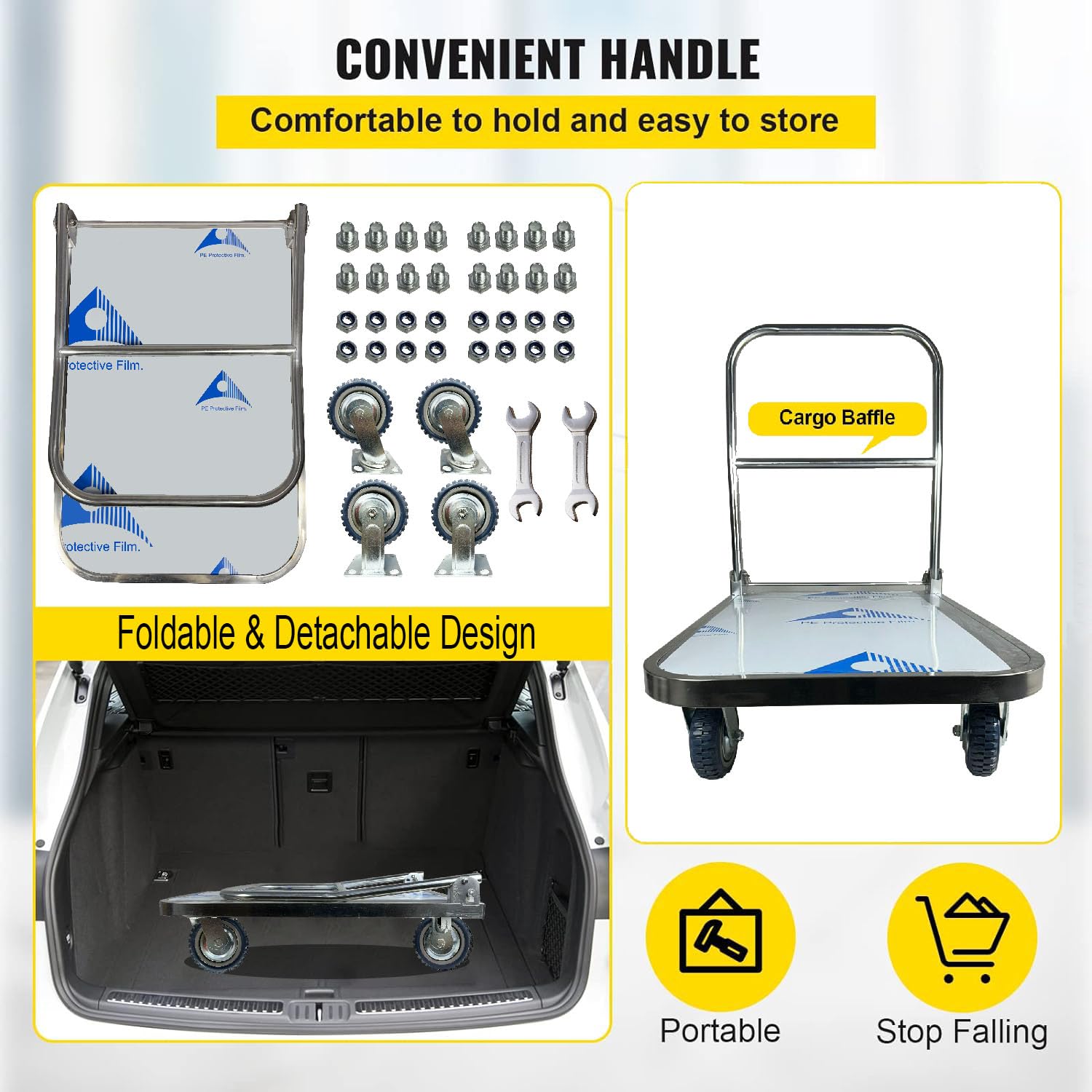 EverBest® Portable Platform Trolley Cart for Lifting Heavy Weight, (700 Kg Capacity Stainless Steel)-Trollays-Welbuilt Products-Aman Overseas