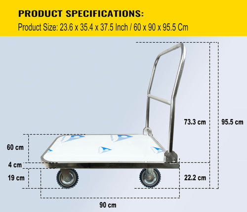 EverBest® Portable Platform Trolley for Lifting Heavy Weight, (500 Kg Capacity Stainless Steel)-Trollays-Welbuilt Products-Aman Overseas