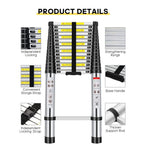 Welbuilt Portable & Compact Aluminium Telescopic Ladder | EN131 Certified Steps Foldable Multipurpose Step Ladder for Home & Outdoor use (26.5 Feet Aluminium)-Building Supplies-Welbuilt Products-Aman Overseas