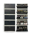 26" Wall Mounted Double Decker Metal Shoe Rack | 5 Door, 10 Shelf | 30 Pairs Footwear | Powder Coating | Front and Side Ventilation | Shoe Chappal Stand Organizer with Lock - White and Grey