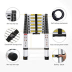 WelBuilt 5.4m (18 ft) Portable Telescopic Aluminium Ladder 15-Steps Foldable Multipurpose Step Ladder for Home & Outdoor use-Building Supplies-Welbuilt Products-Aman Overseas