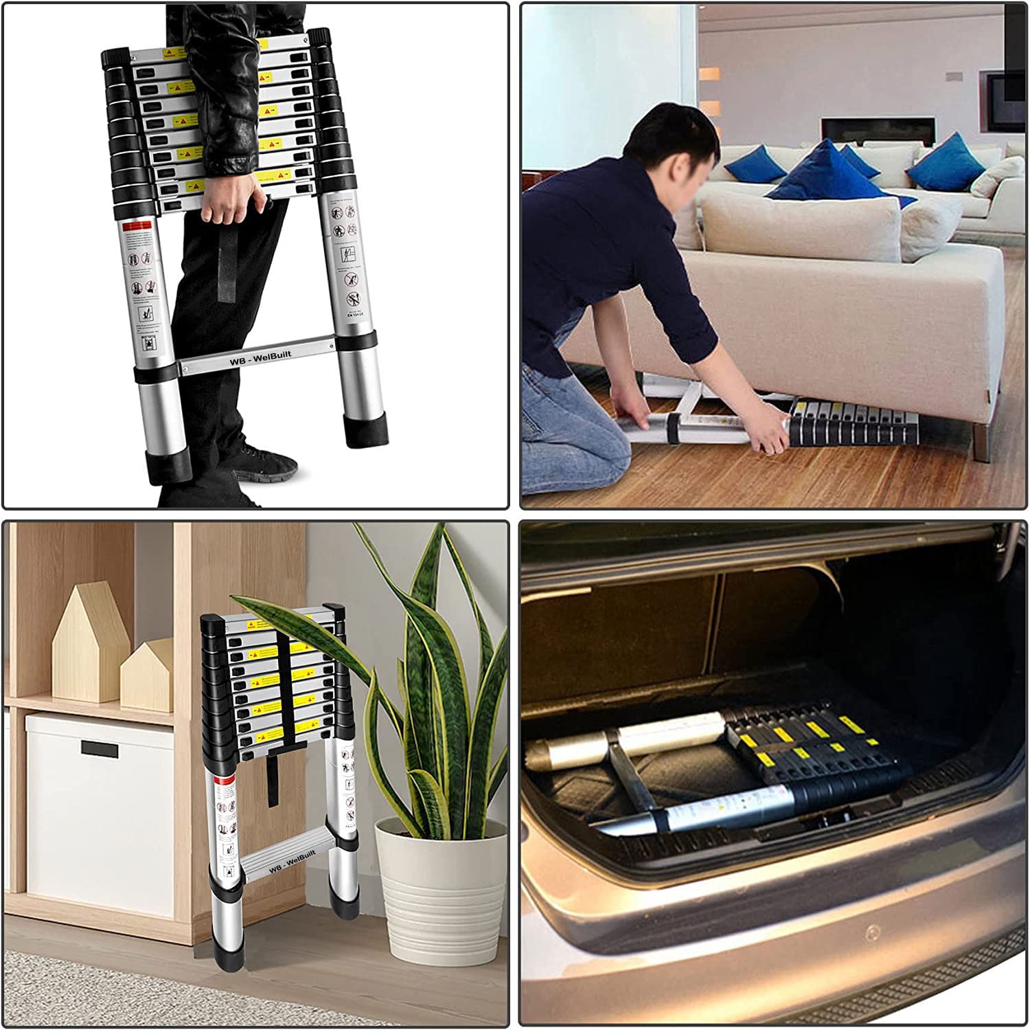 WelBuilt Portable Telescopic Aluminium Ladder, Multipurpose Step Ladder for Home & Outdoor use (6.2mtr/20.5ft. ( Normal )-Building Supplies-Welbuilt Products-Aman Overseas