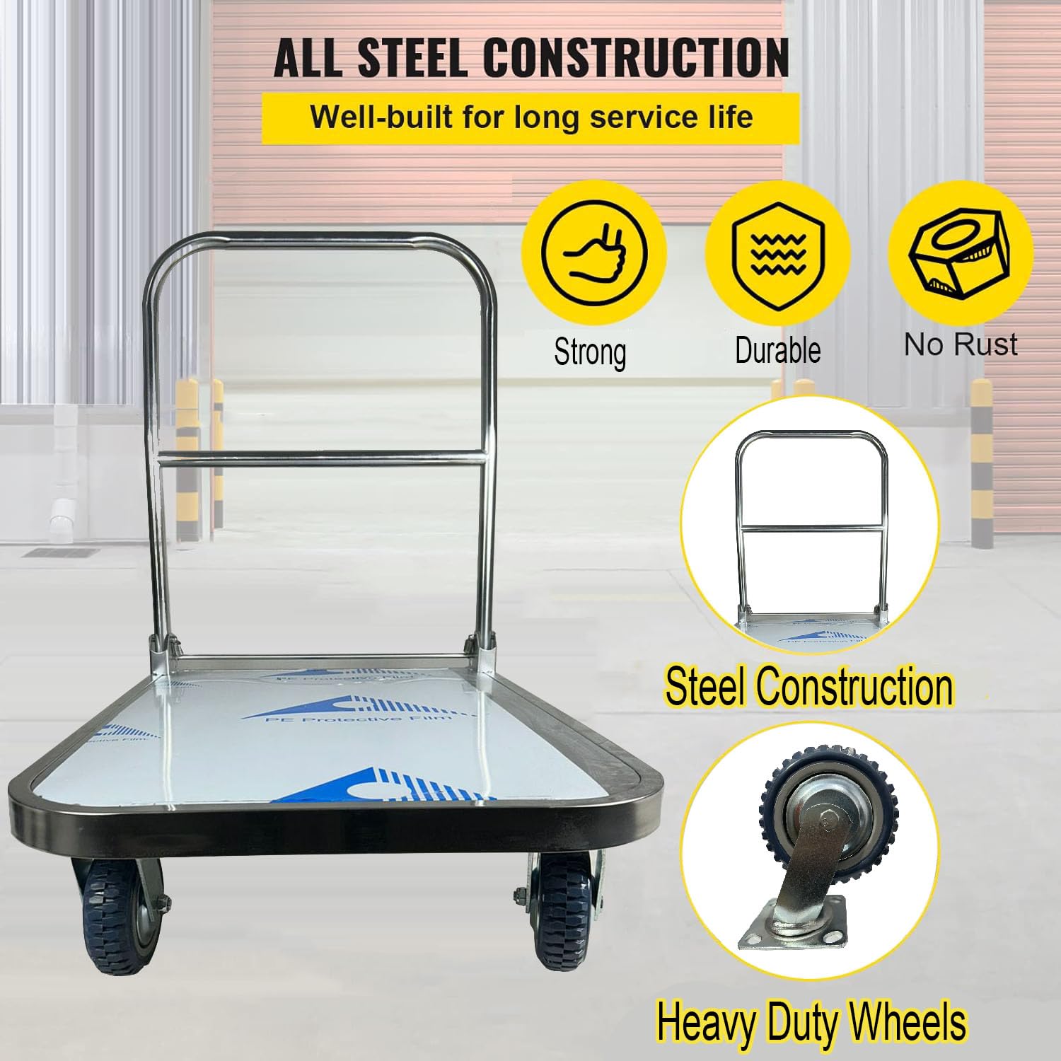 EverBest® Portable Platform Trolley for Lifting Heavy Weight, (500 Kg Capacity Stainless Steel)-Trollays-Welbuilt Products-Aman Overseas