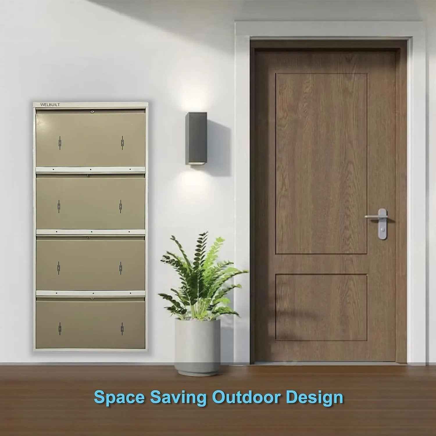 29" Wall Mounted Double Decker Metal Shoe Rack 4 Door | 24 Pairs Footwear | Shoe Chappal Stand Organizer with Lock