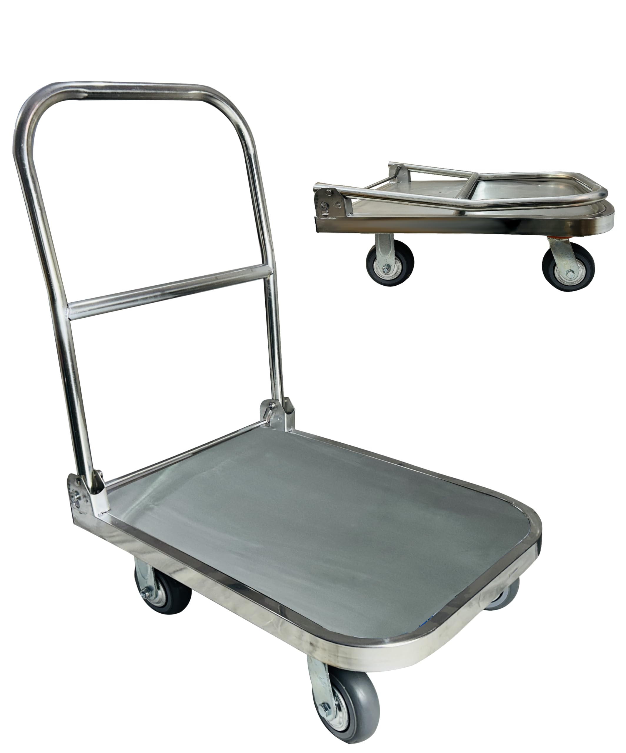 Welbuilt Foldable Metal Platform Trolley, Portable Steel Push Cart with 360 Degree Swivel Wheels, ( 300 Kg Capacity , Green )-Trollays-Welbuilt Products-Aman Overseas