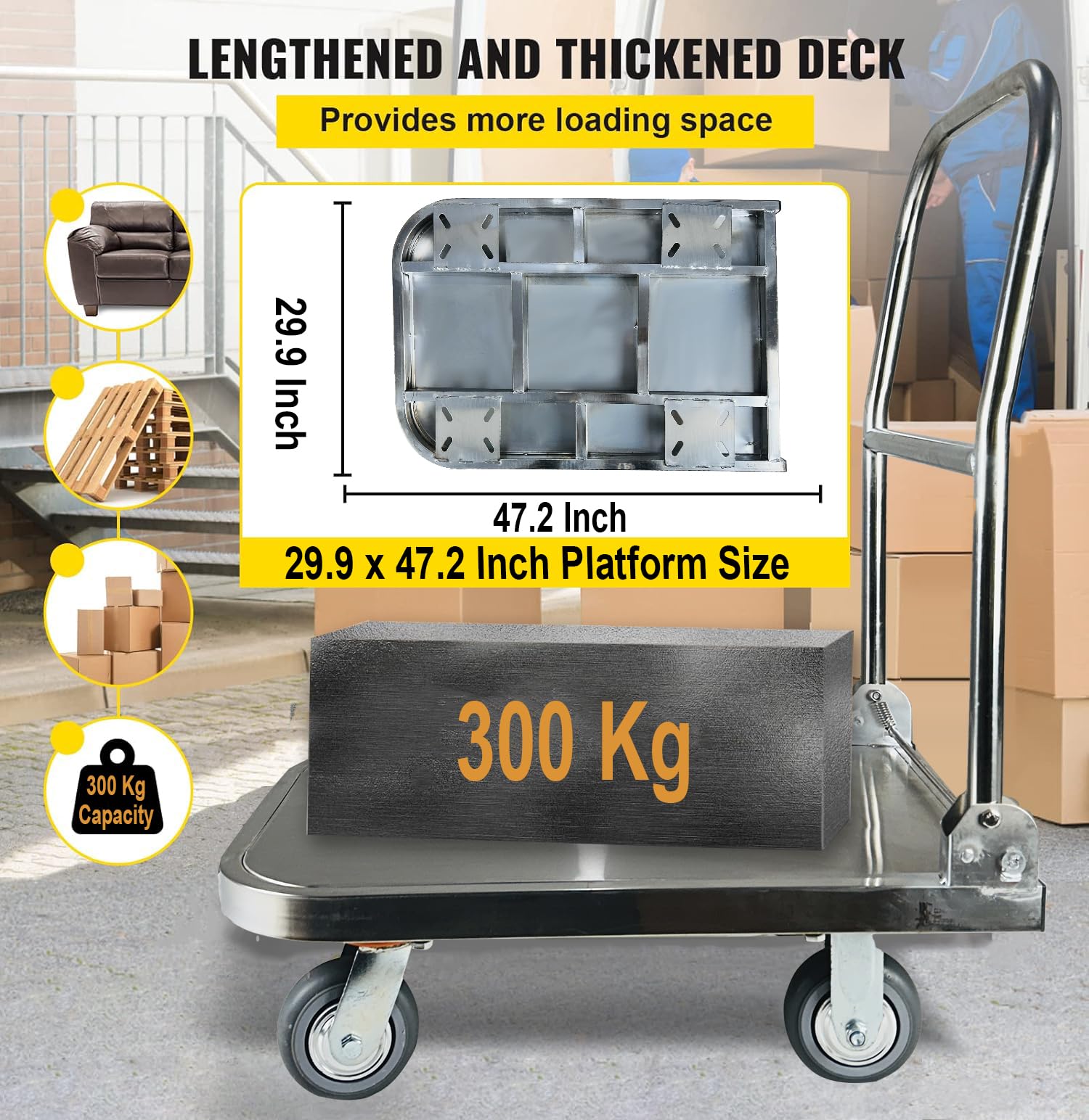 Welbuilt Foldable Metal Platform Trolley, Portable Steel Push Cart with 360 Degree Swivel Wheels, ( 300 Kg Capacity , Green )-Trollays-Welbuilt Products-Aman Overseas