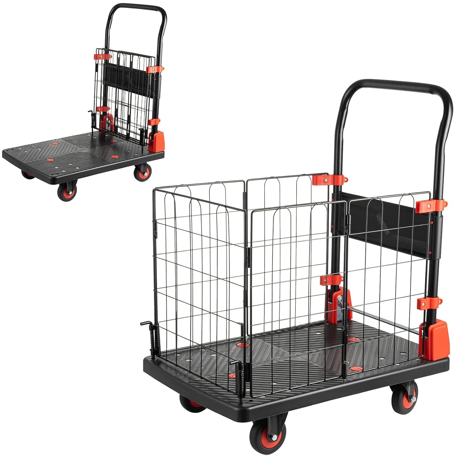 Welbuilt 300 kg Capacity Cage Platform Trolley for Heavy Weight/Material Handling Goods Trolley for Home, Office, Warehouse & Industries - 60cm x 90cm (5" Wheel/Black)