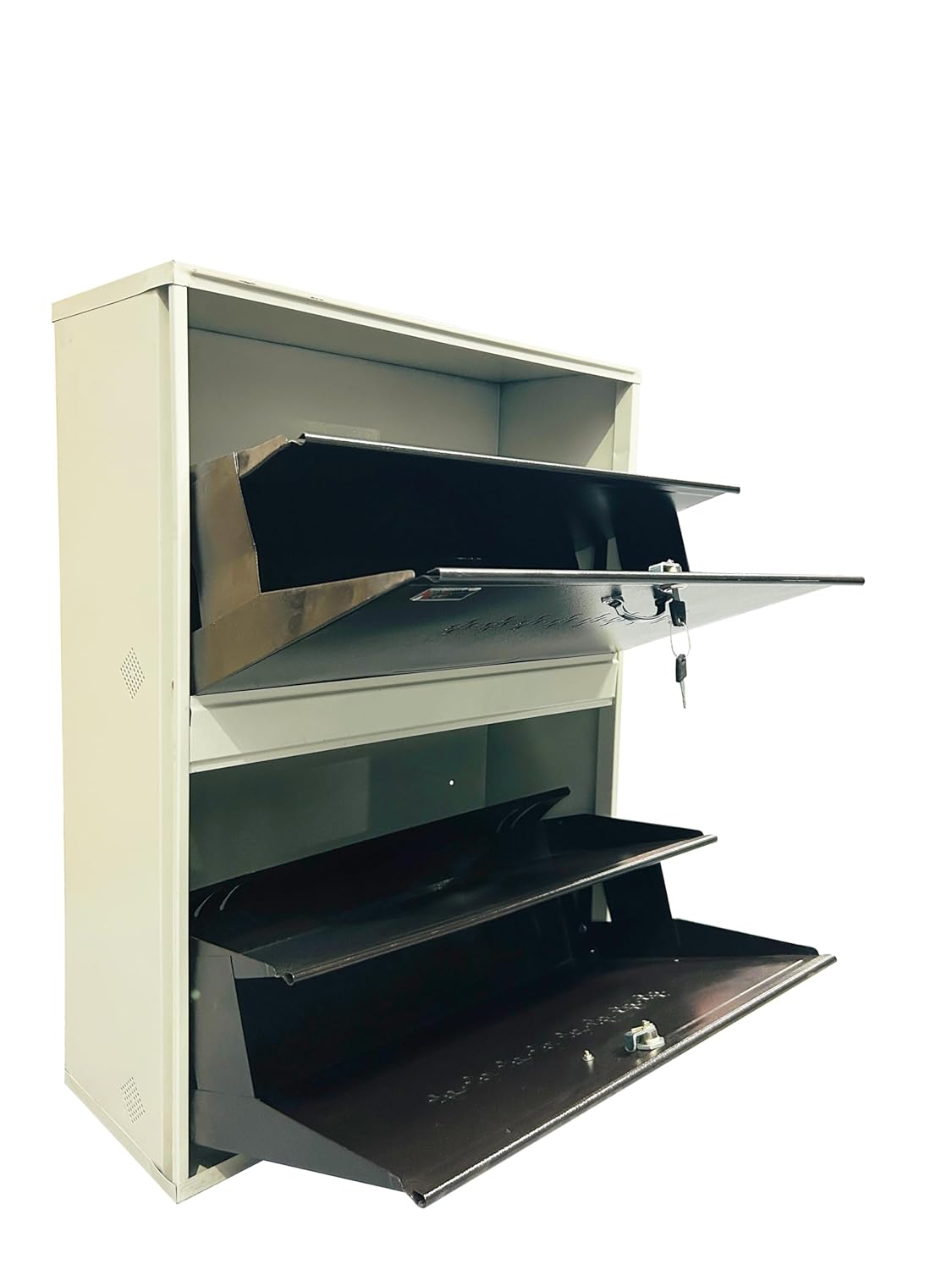 26" Wall Mounted Double Decker Metal Shoe Rack 2 Door | 12 Pairs Footwear | Shoe Chappal Stand Organizer with Lock