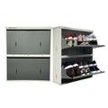 WELBUILT Double Decker Metal Shoe Rack for Home | Capacity-12 Pairs, 2 Door 4 Shelf | H-34, W-29, D-9" (inches)| Shoe Cabinet for Home with Lock | Wall Mount - DIY | 100% Powder Coated | White & Grey