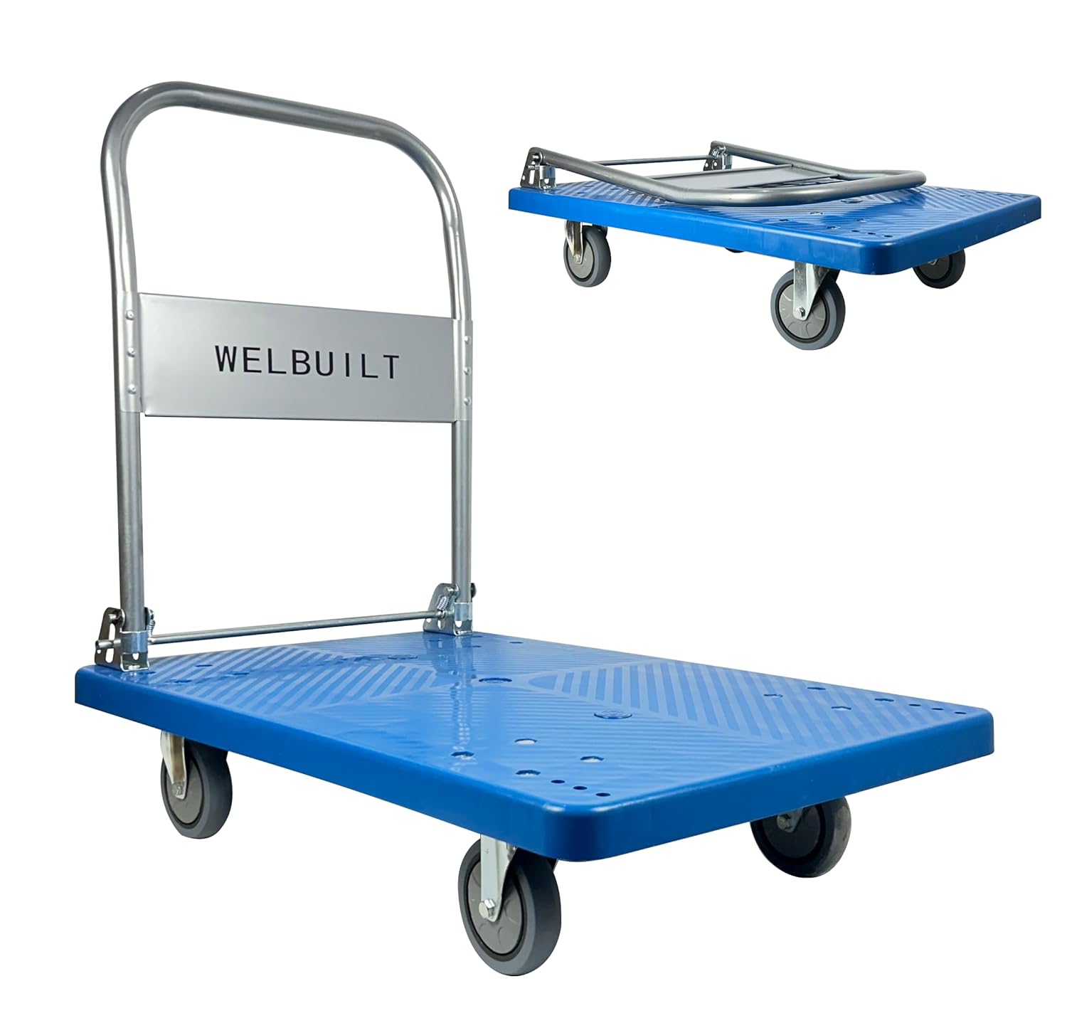 Welbuilt 300kg Capacity Plastic Foldable Platform Trolley for Heavy Weight/Material Handling Goods Trolley for Home, Office, Warehouse & Industries