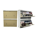 Double Decker Metal Shoe Rack for Home | Capacity-12 Pairs, 2 Door 4 Shelf | H-34, W-29, D-9" (inches)| Shoe Cabinet for Home with Lock | Wall Mount - DIY | 100% Powder Coated | White & Biscuits