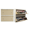 Double Decker Metal Shoe Rack | Capacity-16 Pairs, 2 Door 4 Shelf | H-34, W-35, D-9.5" (inches)| Shoe Cabinet for Home with Lock | Wall Mount - DIY | 100% Powder Coated | White & Biscuits