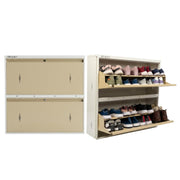 Welbuilt | 2-Door | 16 Pairs | Wall Mounted Metal Shoe Rack | Beige