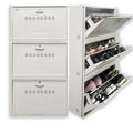 Double Decker Metal Shoe Rack for Home | Capacity-18 Pairs, 3 Door 6 Shelf | H-47, W-26, D-9.5" (inches)| Shoe Cabinet for Home with Lock | Wall Mount - DIY | 100% Powder Coated