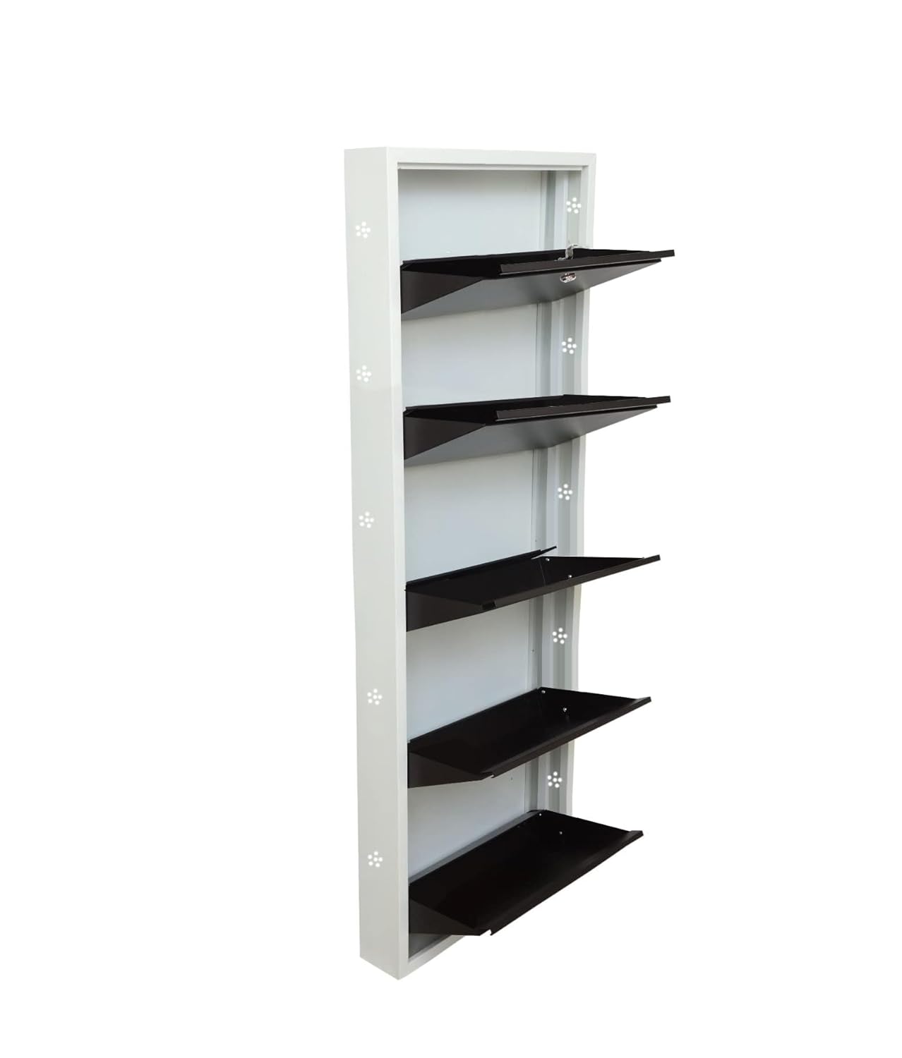 32" Wall Mounted Metal Shoe Rack 5 Door | 18-20 Pairs Footwear | Shoe Chappal Stand Organizer with Lock