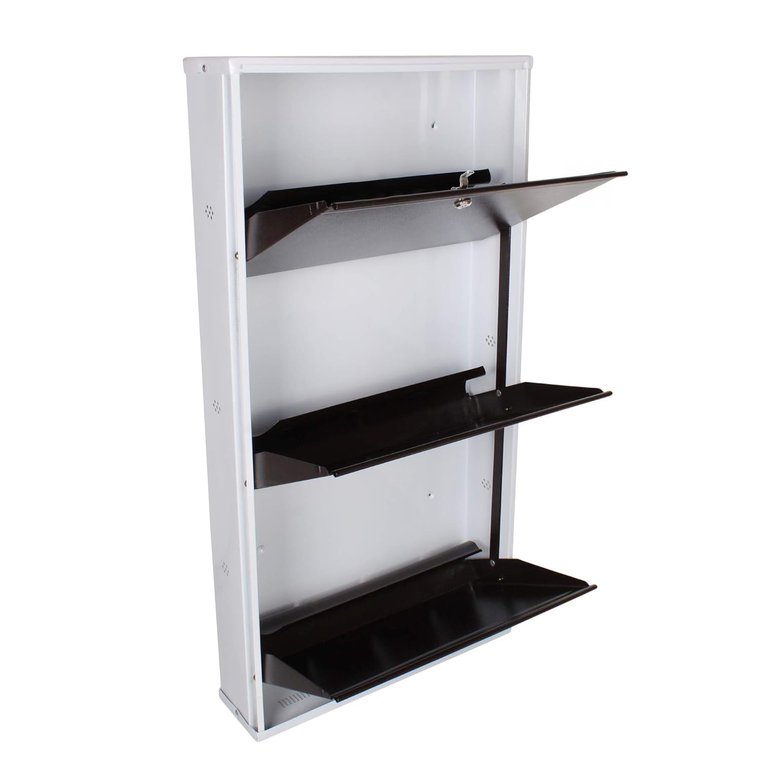 26" Wall Mounted Metal Shoe Rack 3 Door | 9 Pairs Footwear | Shoe Chappal Stand Organizer with Lock