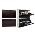 Double Decker Metal Shoe Rack for Home | Capacity-12 Pairs, 2 Door 4 Shelf | H-34, W-29, D-9" (inches)| Shoe Cabinet for Home with Lock | Wall Mount - DIY | 100% Powder Coated | White & Brown