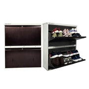 Welbuilt | 2-Door | 12 Pairs | Wall Mounted Metal Shoe Rack | Brown