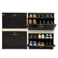 Double Decker Metal Shoe Rack for Home | Capacity-12 Pairs, 2 Door 4 Shelf | H-34, W-26, D-9.5" (inches)| Shoe Cabinet for Home with Lock | Wall Mount - DIY | 100% Powder Coated | White