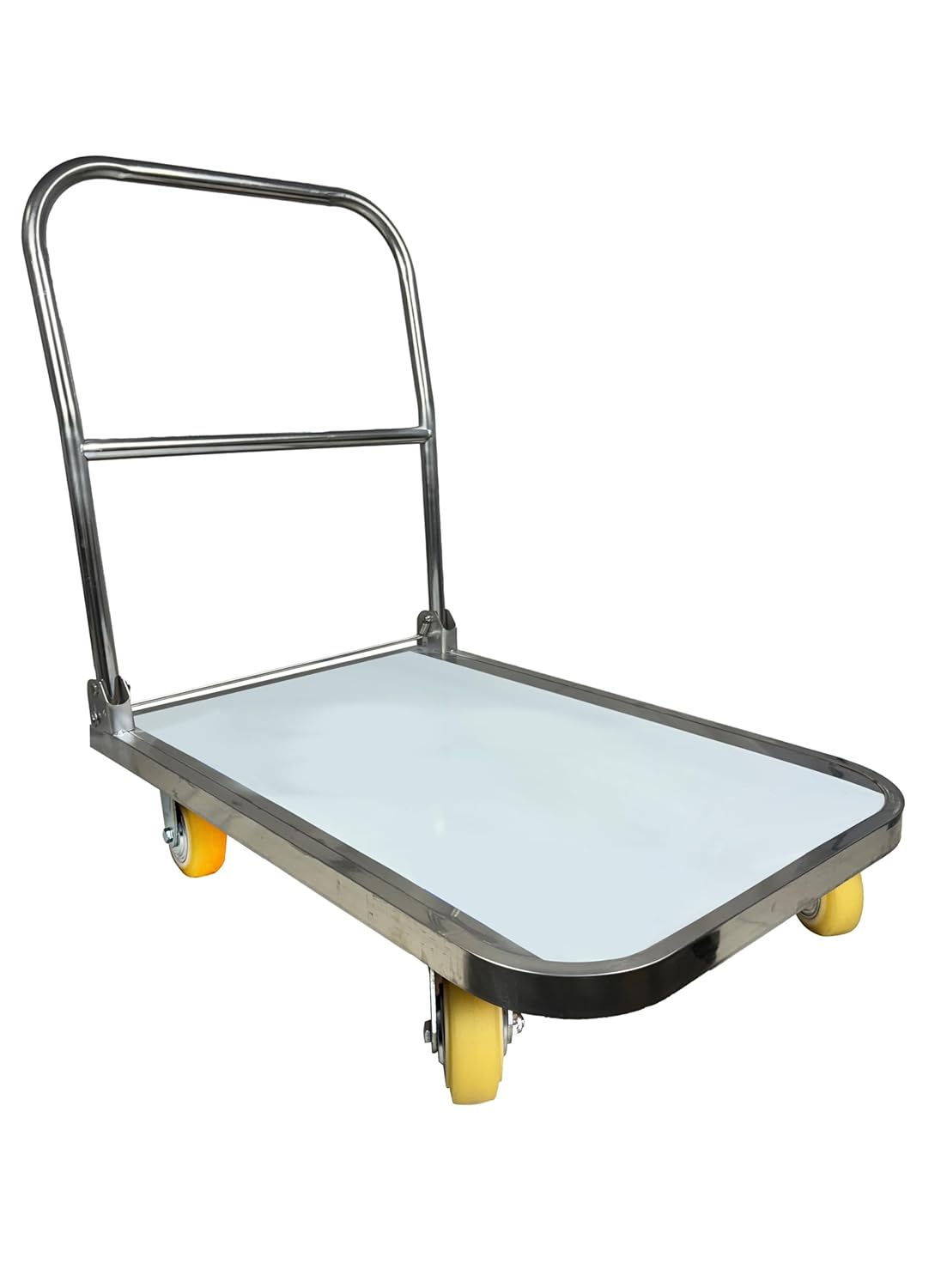 Welbuilt 1000 Kg Capacity SS304 Stainless Steel Foldable Platform Trolley for Lifting Heavy Weight with 360° Degree Swivel Wheels