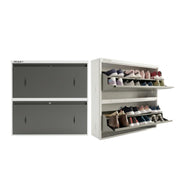 Welbuilt | 2-Door | 16 Pairs | Wall Mounted Metal Shoe Rack | Grey