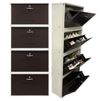 Welbuilt Metal Wall Mounted Shoe Rack | 24 Pairs | 26" Double Decker 4 Door | Powder Coated with Lock