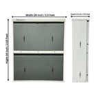 WELBUILT Double Decker Metal Shoe Rack for Home | Capacity-12 Pairs, 2 Door 4 Shelf | H-34, W-29, D-9" (inches)| Shoe Cabinet for Home with Lock | Wall Mount - DIY | 100% Powder Coated | White & Grey