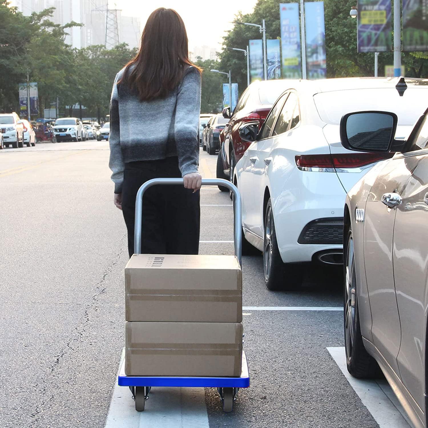 Welbuilt 300kg Capacity Plastic Foldable Platform Trolley for Heavy Weight/Material Handling Goods Trolley for Home, Office, Warehouse & Industries