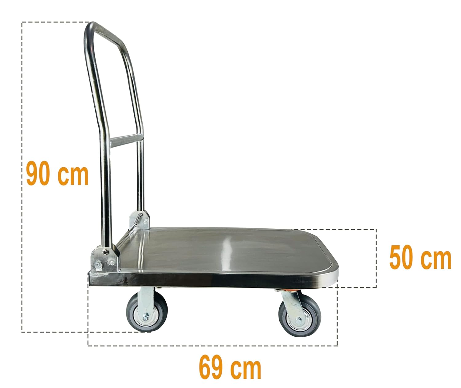 Welbuilt 300 Kg Capacity Stainless Steel Foldable Platform Trolley with 360 Degree Swivel Wheels-Trollays-Welbuilt Products-Aman Overseas