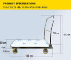 Welbuilt 1000 Kg Capacity SS304 Stainless Steel Foldable Platform Trolley for Lifting Heavy Weight with 360° Degree Swivel Wheels