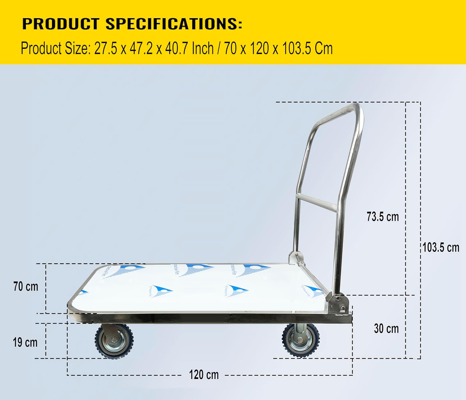 Welbuilt® 700 kg Capacity Portable Stainless Steel Platform Trolley for Lifting Heavy Weight-Trollays-Welbuilt Products-Aman Overseas