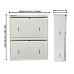 WELBUILT Double Decker Metal Shoe Rack for Home | Capacity-12 Pairs, 2 Door 4 Shelf | H-34, W-29, D-9" (inches)| Shoe Cabinet for Home with Lock | Wall Mount - DIY | 100% Powder Coated | Full White