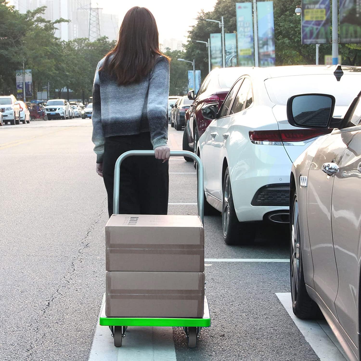 Welbuilt 300kg Capacity Plastic Foldable Platform Trolley for Heavy Weight/Material Handling Goods Trolley for Home, Office, Warehouse & Industries