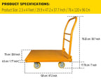 Welbuilt 700 kg Capacity Heavy Duty Iron Platform Trolley with 360° Degree Swivel Wheels - Yellow-Trollays-Welbuilt Products-Aman Overseas