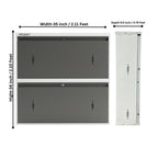 Double Decker Metal Shoe Rack | Capacity-16 Pairs, 2 Door 4 Shelf | H-34, W-35, D-9.5" (inches)| Shoe Cabinet for Home with Lock | Wall Mount - DIY | 100% Powder Coated | White & Grey