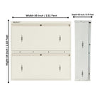 WELBUILT Double Decker Metal Shoe Rack | Capacity-16 Pairs, 2 Door 4 Shelf | H-34, W-35, D-9.5" (inches)| Shoe Cabinet for Home with Lock | Wall Mount - DIY | 100% Powder Coated | Full White