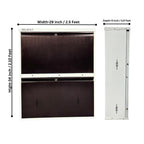 Double Decker Metal Shoe Rack for Home | Capacity-12 Pairs, 2 Door 4 Shelf | H-34, W-29, D-9" (inches)| Shoe Cabinet for Home with Lock | Wall Mount - DIY | 100% Powder Coated | White & Brown