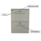Welbuilt Metal Wall Mounted Shoe Rack | 12 Pairs | Double Decker 2 Door 4 Shelf | Powder Coated with Lock | White