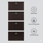 Welbuilt Metal Wall Mounted Shoe Rack | 24 Pairs | 26" Double Decker 4 Door | Powder Coated with Lock