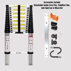 23.6 FT Aluminum Folding Telescopic Ladder with Stabilizers | EN131 Certified with 2 Year Warranty | 150kg Max Capacity | Ladder for Home or Outdoor Work (7.2m/16 Step)-Ladders-Welbuilt Products-Aman Overseas