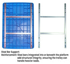 Welbuilt 300kg Foldable Plastic Platform Trolley | 360° Swivel Wheels | Material Handling Cart | Blue