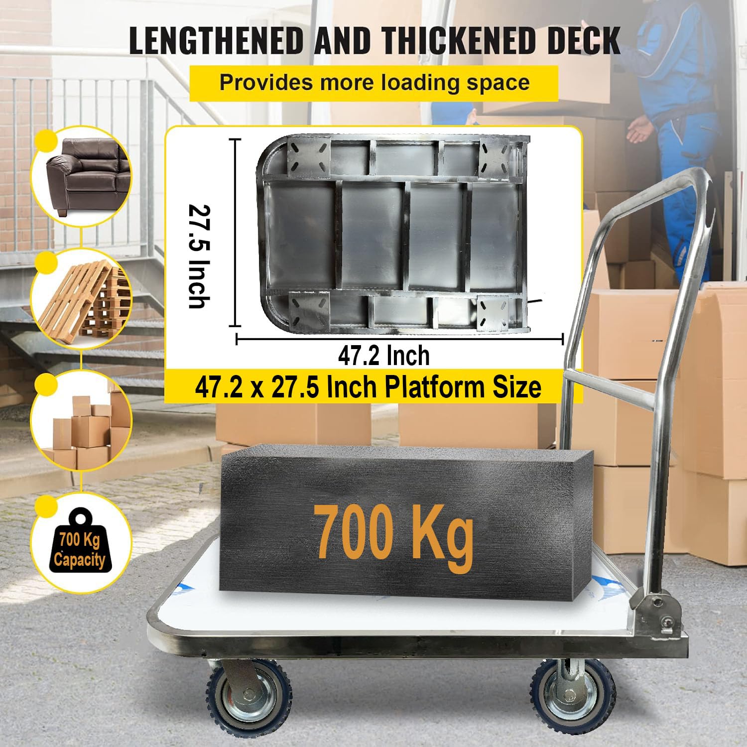 Welbuilt® 700 kg Capacity Portable Stainless Steel Platform Trolley for Lifting Heavy Weight-Trollays-Welbuilt Products-Aman Overseas