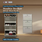 Welbuilt Metal Wall Mounted Shoe Rack | 18 Pairs | 3 Door 6 Shelf | Powder Coated with Lock | White