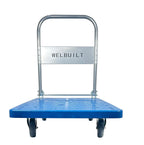 Welbuilt 300kg Foldable Plastic Platform Trolley | 360° Swivel Wheels | Material Handling Cart | Blue