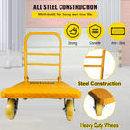 Welbuilt 700 kg Capacity Heavy Duty Iron Platform Trolley with 360° Degree Swivel Wheels - Yellow-Trollays-Welbuilt Products-Aman Overseas