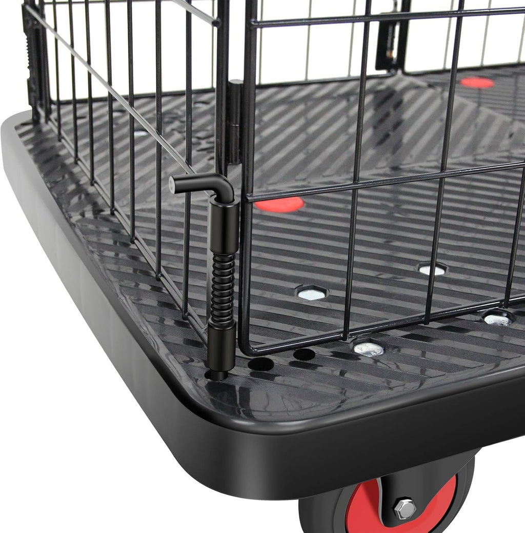 Welbuilt 300 kg Capacity Cage Platform Trolley for Heavy Weight/Material Handling Goods Trolley for Home, Office, Warehouse & Industries - 60cm x 90cm (5" Wheel/Black)