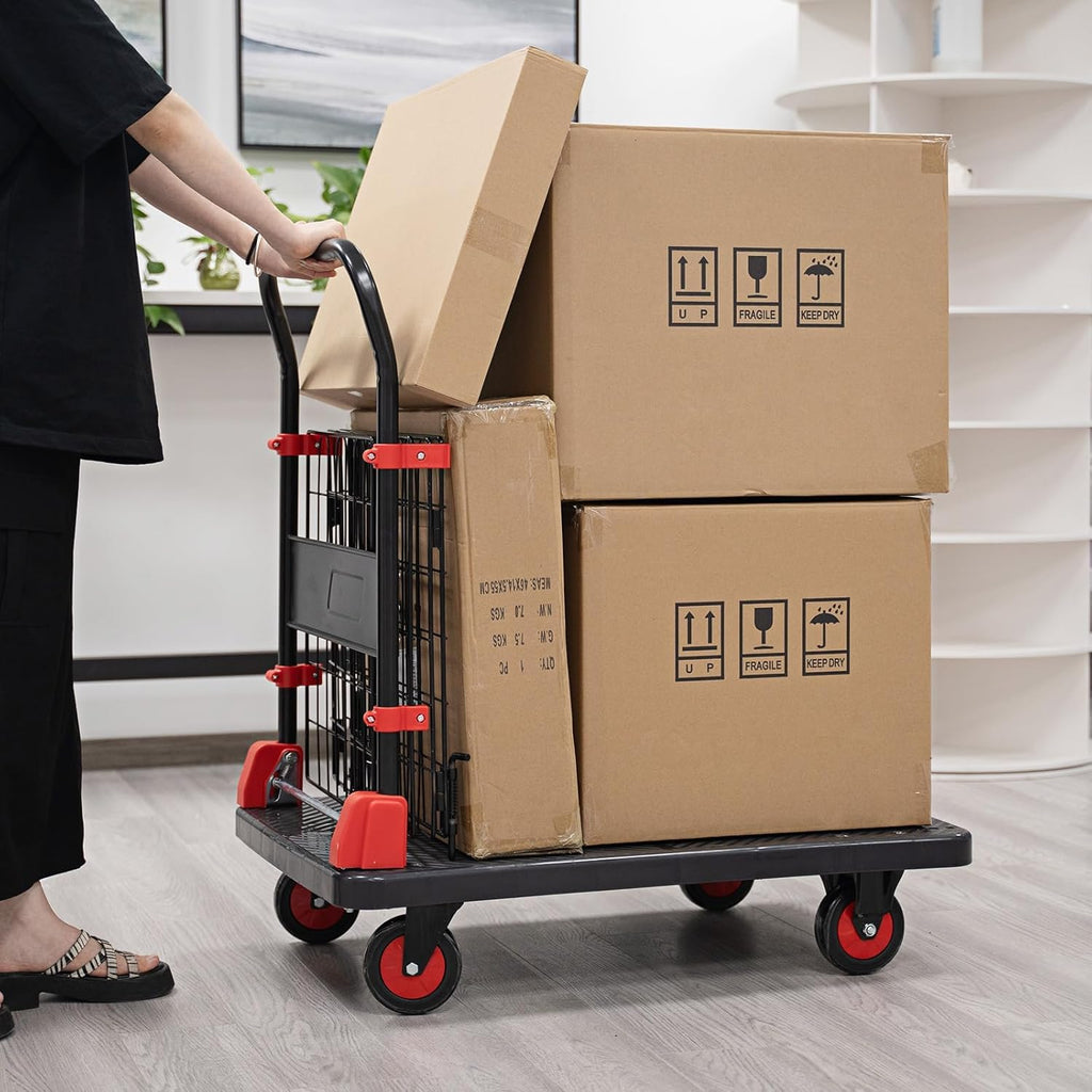 Welbuilt 300 kg Capacity Cage Platform Trolley for Heavy Weight/Material Handling Goods Trolley for Home, Office, Warehouse & Industries - 60cm x 90cm (5" Wheel/Black)